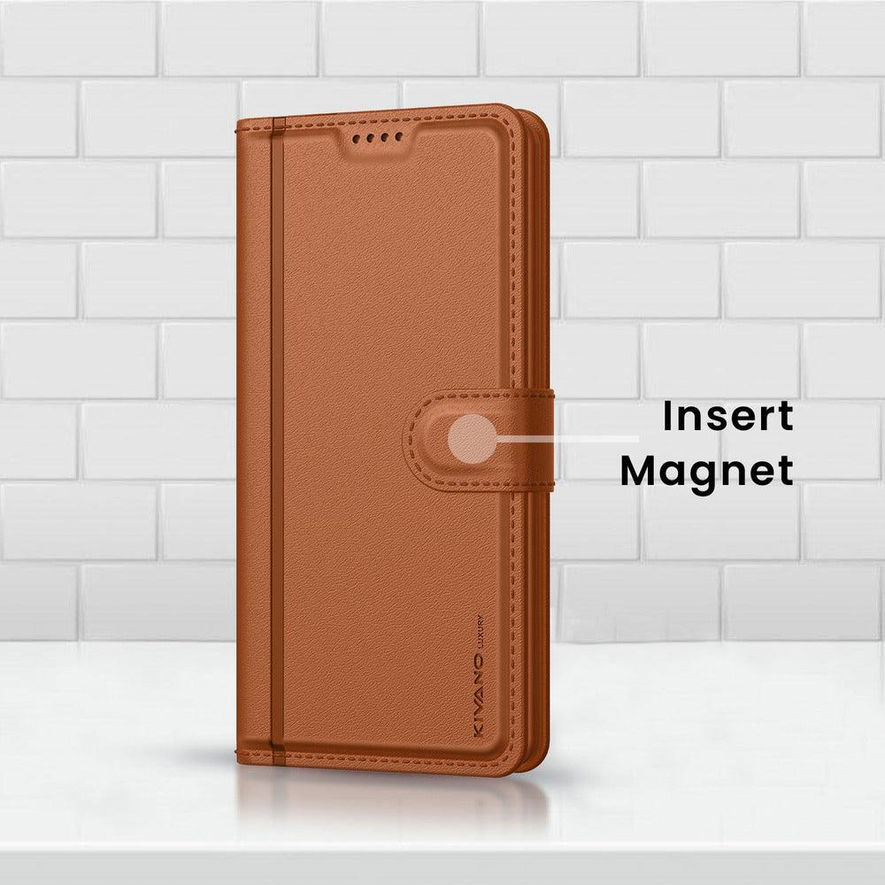VIVO T3X 5G Leather Flip Cover & Mobile Card Holder - Kivano Luxe - Aibex